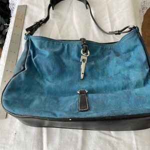 Vintage and Coach Teal and Black Small Bag